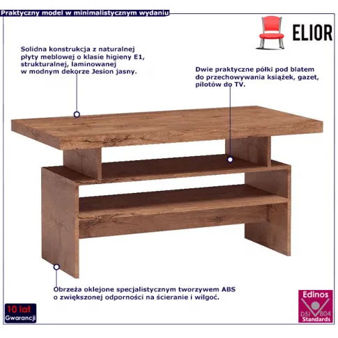 Stolik kawowy w kolorze jesion jasny Dagna 14X