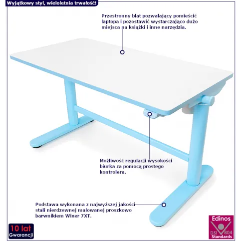 Niebieskie biurko dla dzieci Fadio