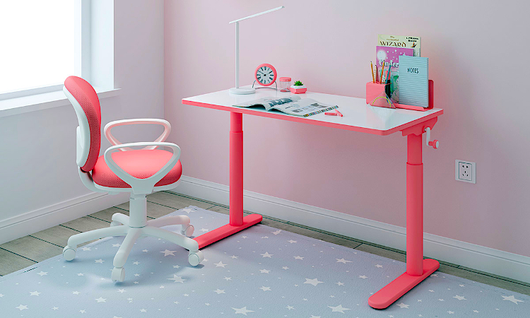 Produkt Różowe wąskie biurko ergonomiczne dziecięce - Otiso - zdjęcie numer 2