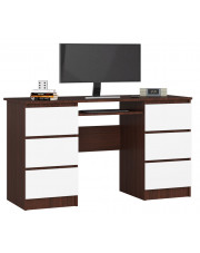Komputerowe biurko z szufladą na klawiaturę wenge + biały - Abetti 2X w sklepie Edinos.pl