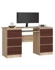 Biurko z szufladami do gabinetu dąb sonoma + wenge - Abetti 2X