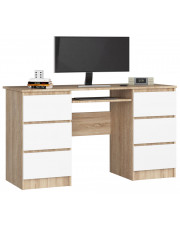 Komputerowe biurko dla młodzieży dąb sonoma+biały - Abetti 2X w sklepie Edinos.pl