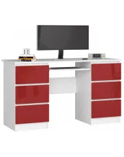 Nowoczesne biurko biało-czerwone połysk - Abetti 3X