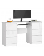 Białe biurko do pracowni i biura połysk - Abetti 3X w sklepie Edinos.pl