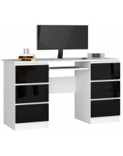 Biało-czarne biurko z szufladami połysk - Abetti 3X w sklepie Edinos.pl