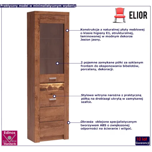 Witryna narożna jesion jasny Dagna 23X