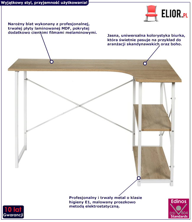 Boho biurko jasne Noria - do pracowni