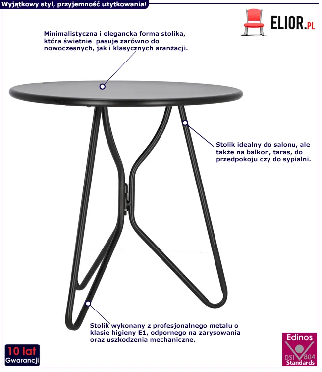 Minimalistyczny stolik Skoner - czarny