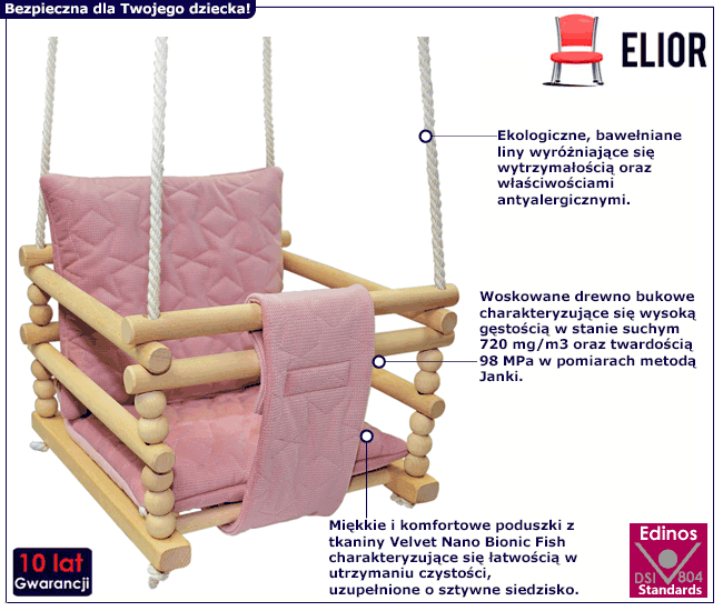 Różowa huśtawka Bisneto: cechy produktu