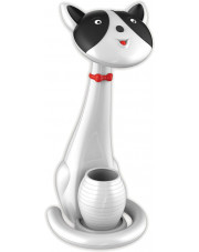 Czarno-biała lampka biurkowa dziecięca kot - S248-Kermis w sklepie Edinos.pl