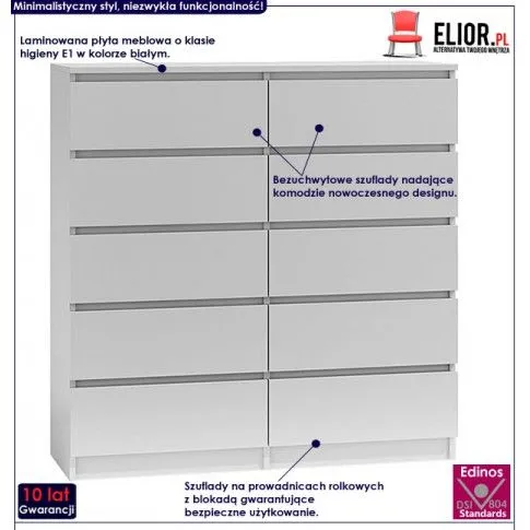 Fotografia Komoda Noel 2X 140 cm - biała z kategorii Komody