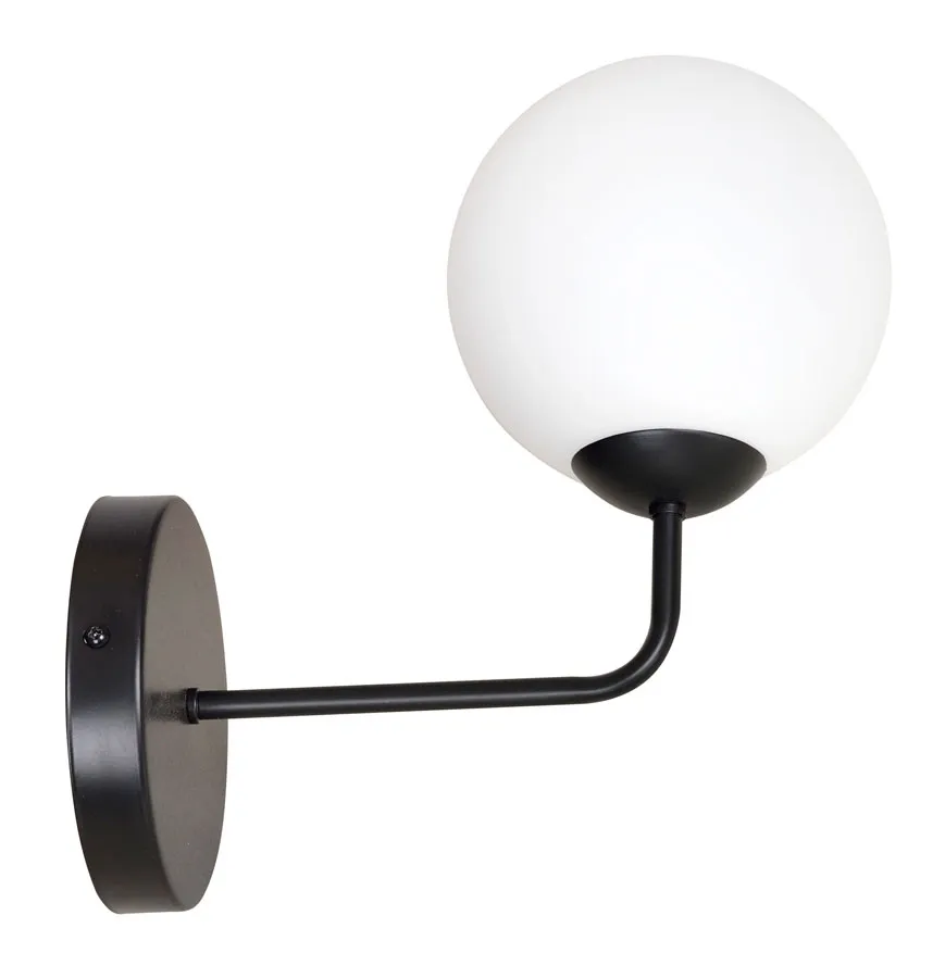 Zdjęcia - Żyrandol / lampa LUMES Czarny kinkiet ze szklanym kloszem - D0073-Hirtis E19338PREGOS-K1-BLACK-67 