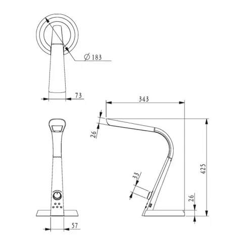 Wymiary lampki S252-Brika