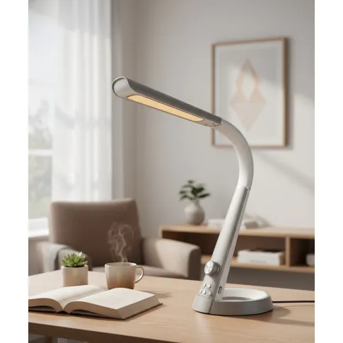 Srebrna lampka biurkowa z nocnym oświetleniem   S252 Rilexo