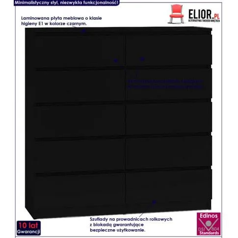 Fotografia Komoda Noel 2X 140 cm - czarna z kategorii Komody