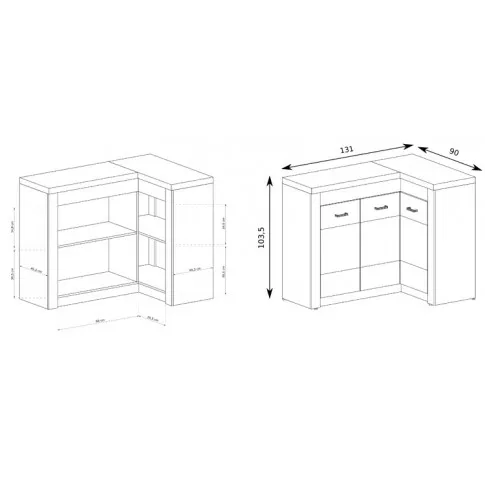 wymiary komody naroznej Dagna 15X