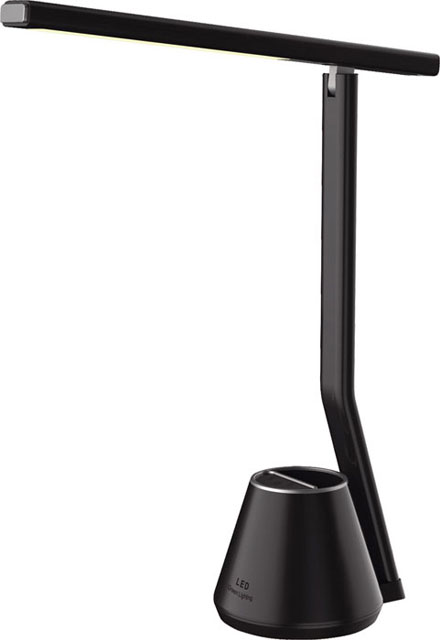 Czarna nowoczesna lampka biurkowa z pojemnikiem S253-Defis