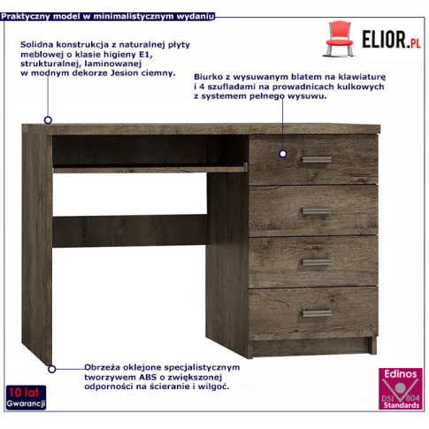 Biurko jesion ciemny Dagna 16X