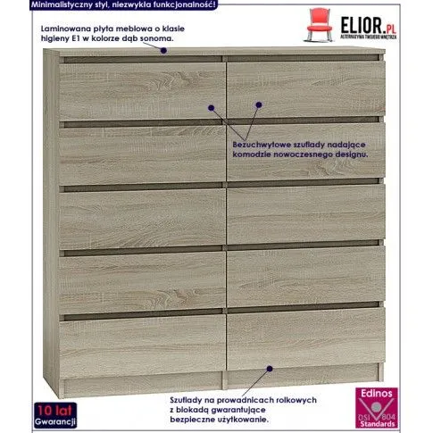 Fotografia Komoda Noel 2X 140 cm - dąb sonoma z kategorii Komody