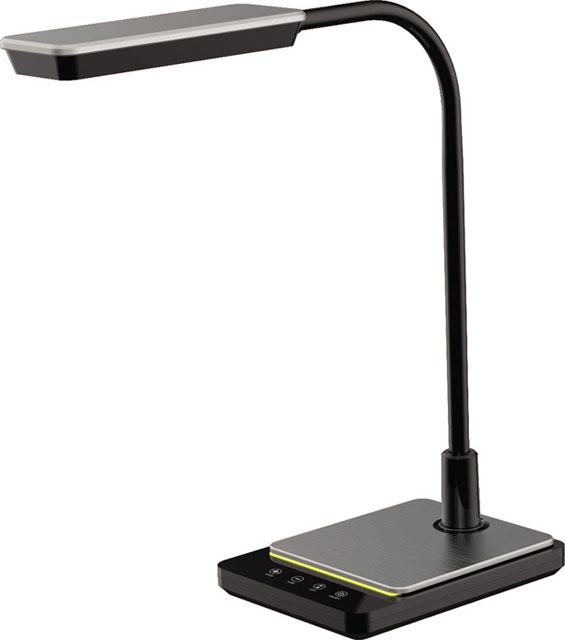 Czarna lampka na biurko LED z ruchomym ramieniem S256-Sabita