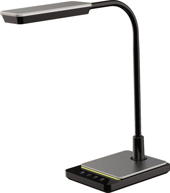 Czarna lampka na biurko LED z ruchomym ramieniem E628-Santino