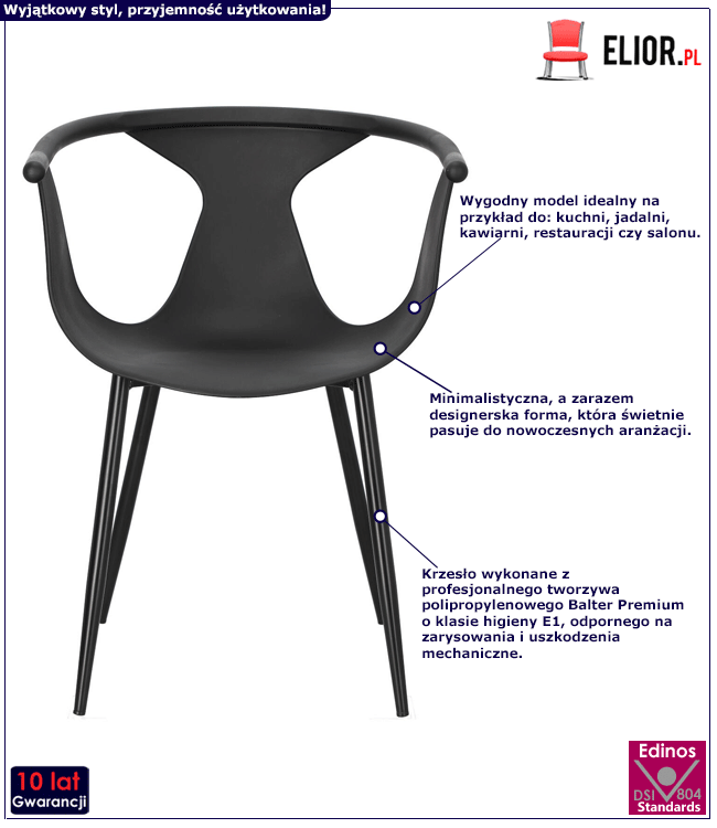 Czarne krzesło Ensold - do jadalni