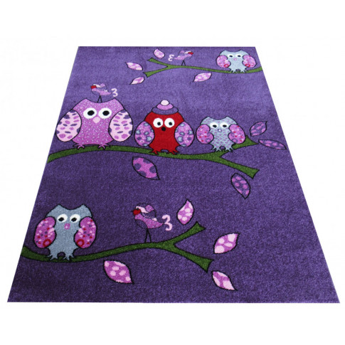 Fioletowy dywan dziecięcy w sówki Kortis