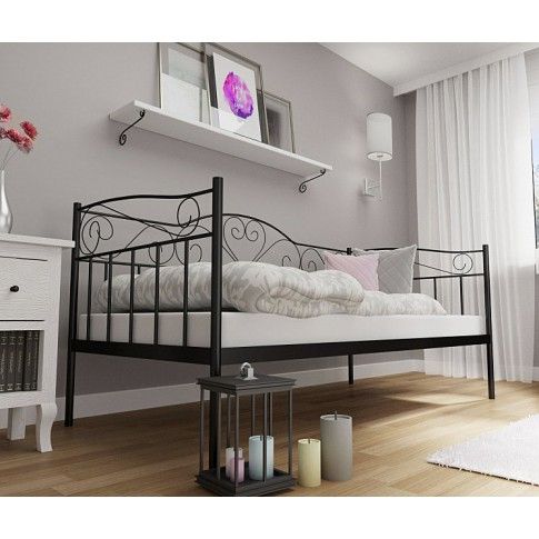 Zdjęcie miniamalistyczne łóżko metalowe czarne 90x200 - sklep Edinos.pl