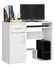 Białe biurko z szufladą pod komputer w połysku - Cyrkus 3X w sklepie Edinos.pl