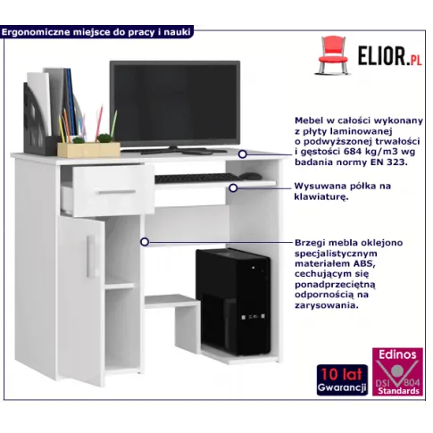 Biurko skandynawskie białe połysk Cyrkus 3X