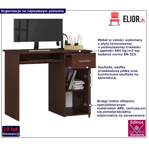 Klasyczne biurko do pracowni wenge Esman 2X