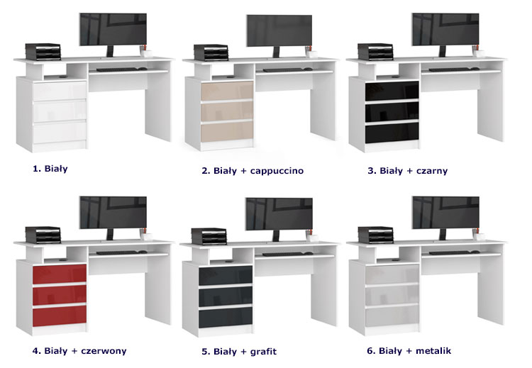 Wszystkie kolory biurka Flarin 3X