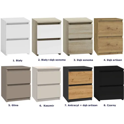 Szczegółowe zdjęcie nr 4 produktu Wąska szafka nocna biała + dąb sonoma - Lanilo 2X