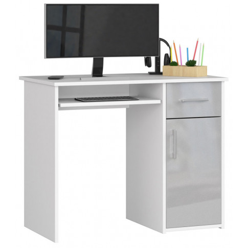 Komputerowe biurko białe metalik połysk Esman 3X