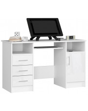 Białe duże biurko z szufladami połysk - Delian 4X w sklepie Edinos.pl