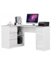 Białe duże biurko do pracy połysk lewostronne - Osmen 5X w sklepie Edinos.pl