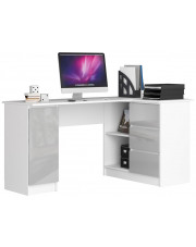 Narożne biurko komputerowe biały + metalik połysk prawostronne - Osmen 6X w sklepie Edinos.pl