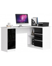 Biurko duże narożne komputerowe biały + czarny połysk prawostronne - Osmen 6X w sklepie Edinos.pl