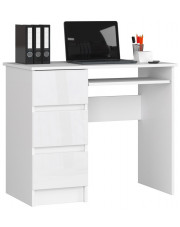 Białe klasyczne biurko z półkami połysk - Miren 5X  w sklepie Edinos.pl