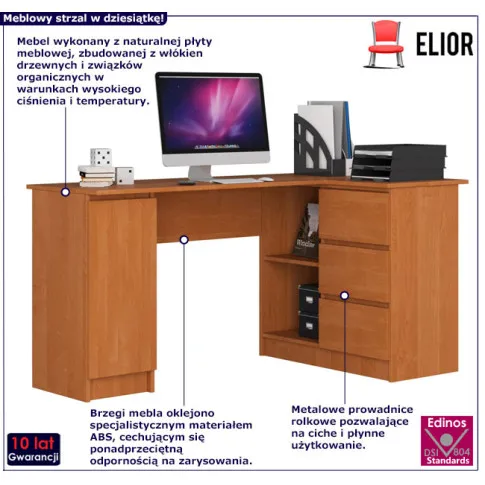 Prawostronne biurko Osmen 4X olcha