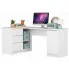 Białe duże biurko narożne lewe z szufladami i szafką - Volume 3X