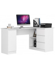 Białe biurko narożne z szufladą prawostronne - Osmen 4X w sklepie Edinos.pl