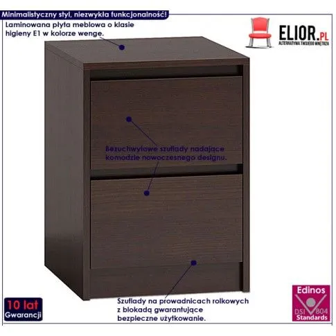 Fotografia Szafka nocna Lanilo 3X - wenge z kategorii Szafki