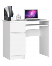 Białe biurko proste z szufladą na klawiaturę - Strit 3X w sklepie Edinos.pl