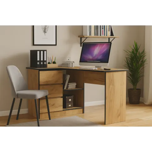 Biurko narożne z szufladami dąb craft   Enos 3X