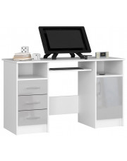 Biało-metaliczne biurko komputerowe połysk - Delian 4X w sklepie Edinos.pl