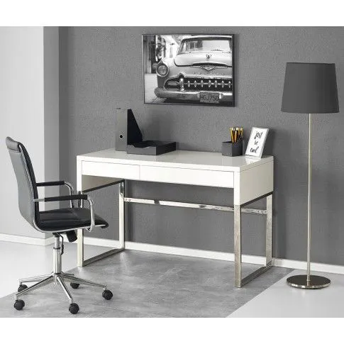 Zdjęcie produktu Lakierowane biurko glamour biały połysk - Malika.