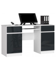 Klasyczne biurko biały + grafit połysk - Ipolis 3X w sklepie Edinos.pl
