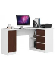 Biurko minimalistyczne biały + wenge prawostronne - Osmen 4X w sklepie Edinos.pl