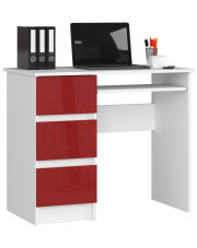 Młodzieżowe biurko do komputera białe + czerwone połysk - Miren 5X w sklepie Edinos.pl
